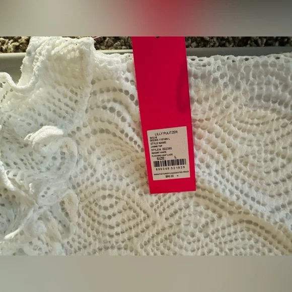 NWT Lilly Pulitzer White Lace Ruffle Janine Tank Top - Picture 5 of 7